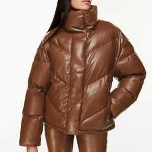 Wilfred Aritzia The Cloud Puff Medium Brown Vegan Leather